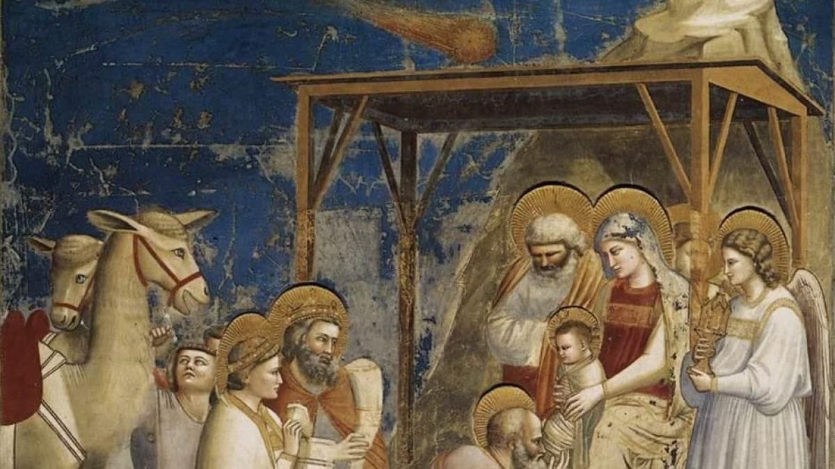 L'adorazione dei Magi.Affresco di Giotto nella Capella Scrovegni a Padova